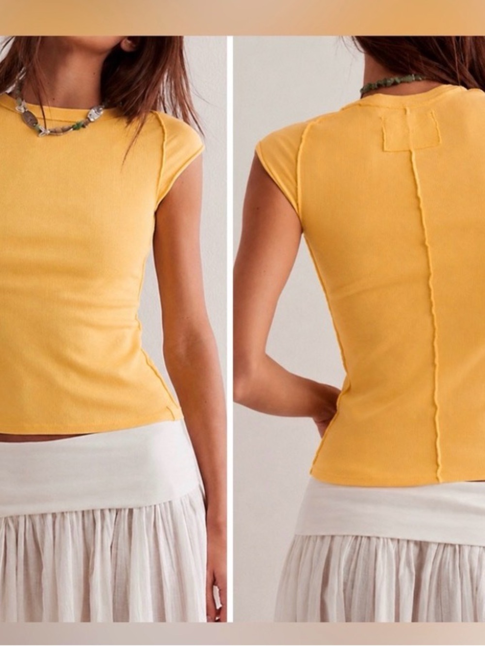 NWOT Free People We The Free Ever Had Tee - creamsicle yellow orange -XL